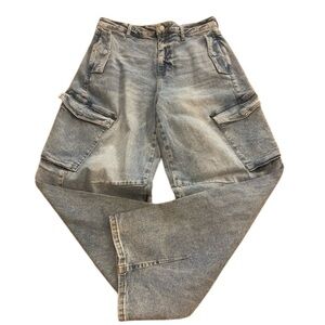 vbrt Women’s Barrel Baggy Cargo Jeans Medium Stone Blue New size 13